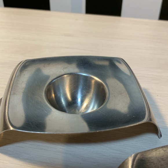 Set of 2 Silver Metal Egg Cups Hard Boiled Egg Holder Made in Germany Easter Egg - Picture 3 of 5